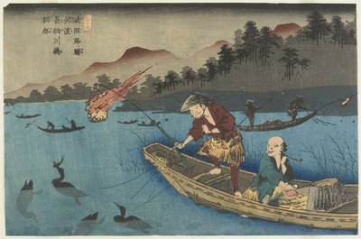 No.55 Cormorant Fishing Boat at Nagae River near Koto Station, 1830-1844 by Keisai Eisen
